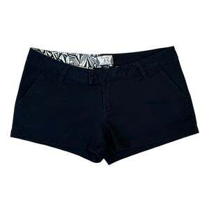 Y2K Volcom Black Low Rise Micro Mini Shorts Size 7 Skater Surf Indie Sleaze